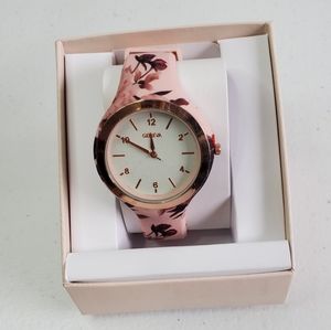 Geneva Pink Floral Womans Watch